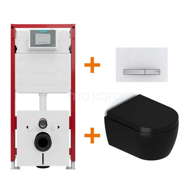 Toilet set Matte black with rim + Maxaro Flush concealed cisterns TOI1712 Toilet set Matte black with rim + Maxaro Flush concealed cisterns TOI1712