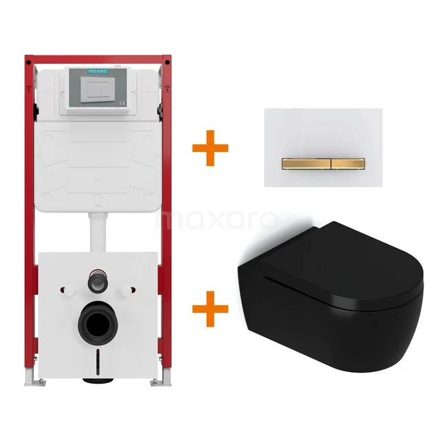 WC-Set Matt Schwarz mit Rand + Maxaro Flush Unterputzspülkasten TOI1743 WC-Set Matt Schwarz mit Rand + Maxaro Flush Unterputzspülkasten TOI1743