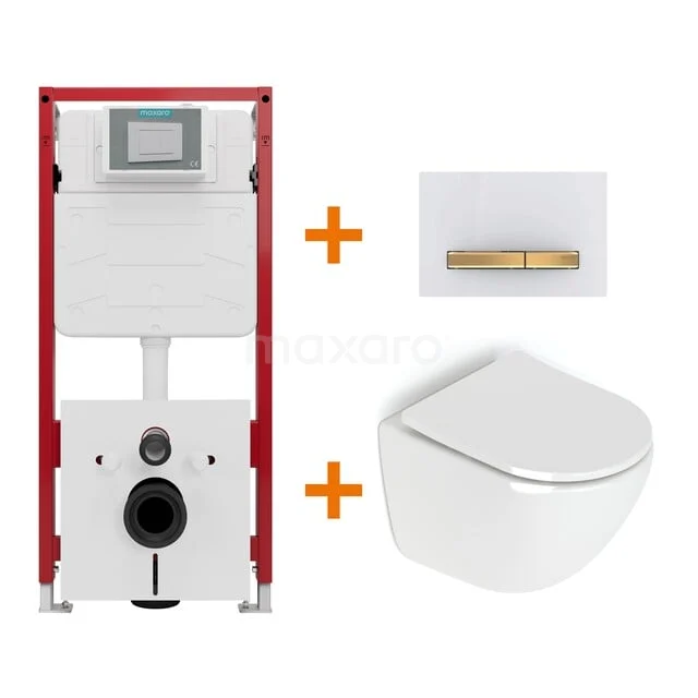 Toilet set High-gloss white without rim + Maxaro Flush concealed cisterns TOI1755 Toilet set High-gloss white without rim + Maxaro Flush concealed cisterns TOI1755