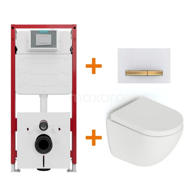 Toiletset Mat wit zonder Spoelrand + Maxaro Flush inbouwreservoir TOI1756