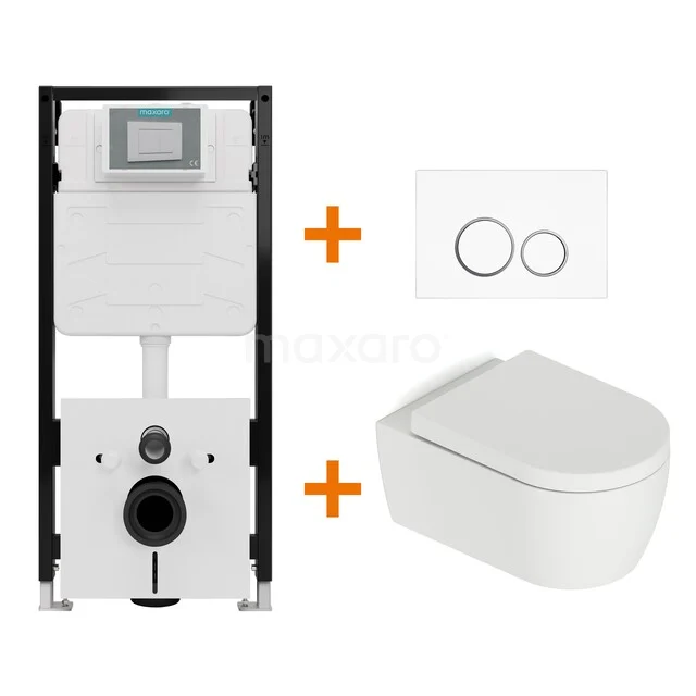 WC-Set Matt Weiß mit Rand + Unterputzspülkasten Maxaro Flush Pro mit Schalldämmung TOI1834