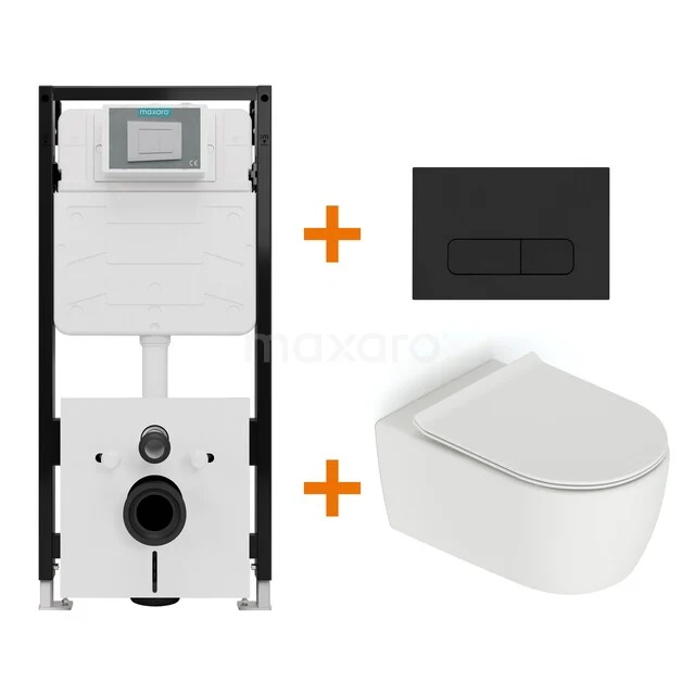 WC-Set Matt Weiß ohne Rand + Unterputzspülkasten Maxaro Flush Pro mit Schalldämmung TOI1905