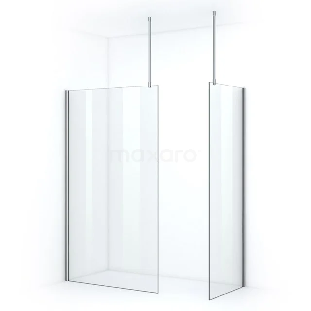 Pearl begehbare Dusche | 120x70 cm Chrom 2 feste Wände IPB1207700C Moderne Duschwand aus Klarglas und Aluminium, geeignet für stilvolle Badezimmergestaltung, minimalistisches Design.