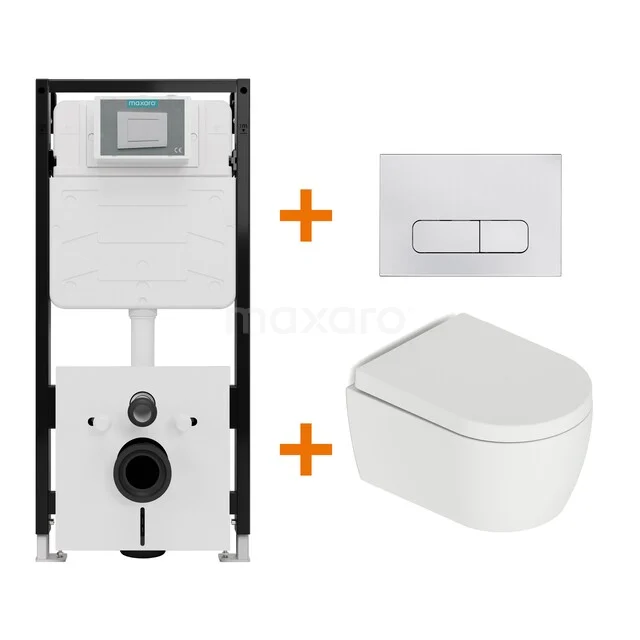 WC-Set Matt Weiß mit Rand + Unterputzspülkasten Maxaro Flush Pro mit Schalldämmung TOI2001 WC-Set Matt Weiß mit Rand + Unterputzspülkasten Maxaro Flush Pro mit Schalldämmung TOI2001
