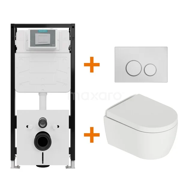 WC-Set Matt Weiß mit Rand + Unterputzspülkasten Maxaro Flush Pro mit Schalldämmung TOI2034