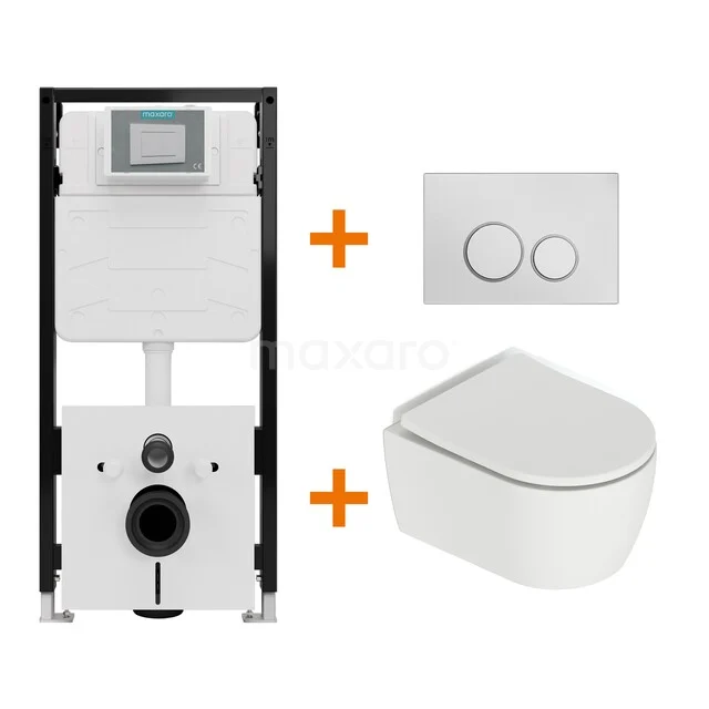 Toilet set Matte white with rim + Maxaro Flush Pro concealed cistern with sound insulation TOI2035 Toilet set Matte white with rim + Maxaro Flush Pro concealed cistern with sound insulation TOI2035