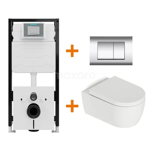 WC-Set Matt Weiß mit Rand + Unterputzspülkasten Maxaro Flush Pro mit Schalldämmung TOI2065 WC-Set Matt Weiß mit Rand + Unterputzspülkasten Maxaro Flush Pro mit Schalldämmung TOI2065