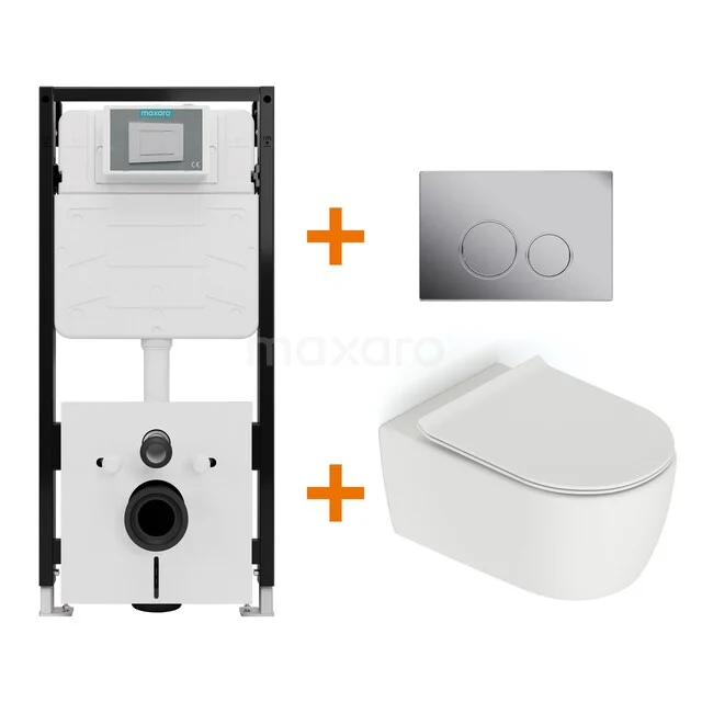 Toilet set Matte white without rim + Maxaro Flush Pro concealed cistern with sound insulation TOI2136 Toilet set Matte white without rim + Maxaro Flush Pro concealed cistern with sound insulation TOI2136