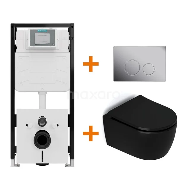 Toilet sets Matte black without rim + Maxaro Flush Pro concealed cistern with sound insulation TOI2146 Toilet sets Matte black without rim + Maxaro Flush Pro concealed cistern with sound insulation TOI2146