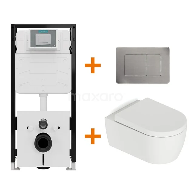 Toilet set Matte white with rim + Maxaro Flush Pro concealed cistern with sound insulation TOI2197