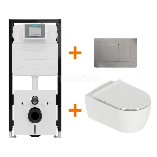 WC-Set Matt Weiß mit Rand + Unterputzspülkasten Maxaro Flush Pro mit Schalldämmung TOI2198