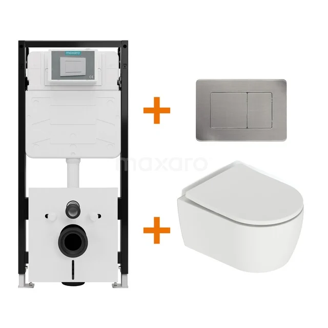 WC-Set Matt Weiß mit Rand + Unterputzspülkasten Maxaro Flush Pro mit Schalldämmung TOI2200