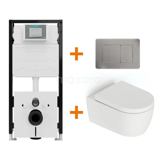 Toilet set Matte white without rim + Maxaro Flush Pro concealed cistern with sound insulation TOI2201 Toilet set Matte white without rim + Maxaro Flush Pro concealed cistern with sound insulation TOI2201
