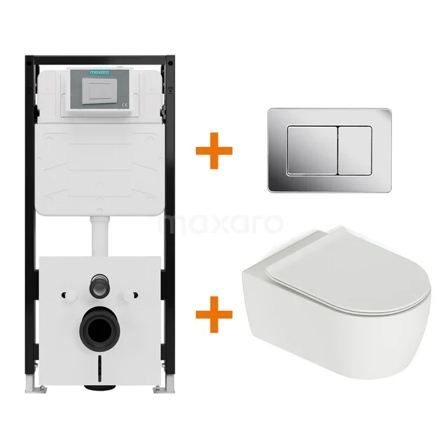 Toilet set Matte white with rim + Maxaro Flush Pro concealed cistern with sound insulation TOI2231
