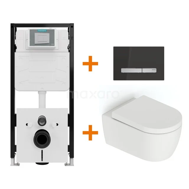 Toilet set Matte white without rim + Maxaro Flush Pro concealed cistern with sound insulation TOI2399