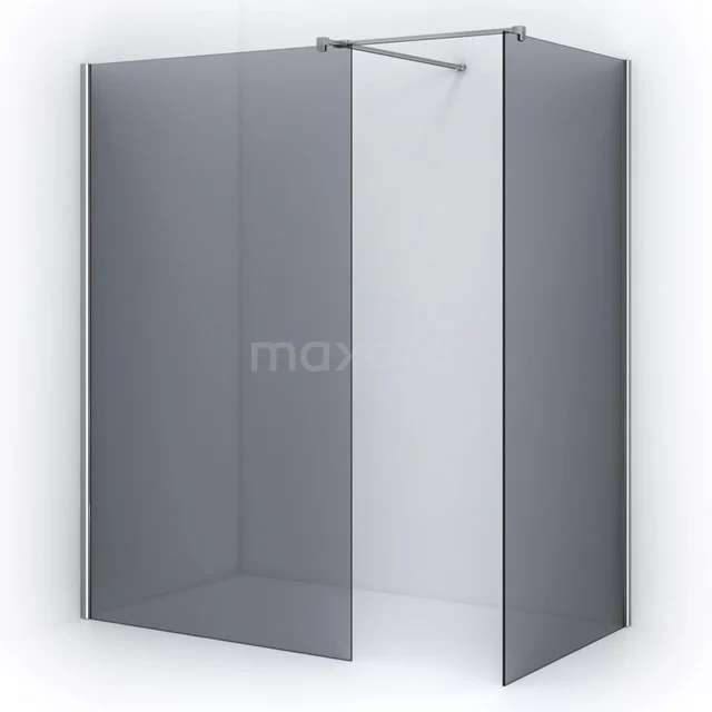 Pearl Walk-in shower | 120x100 cm Smoke glass 2 fixed walls IPB1210501C Black frosted glass walk-in shower with aluminium frame and anti-scaling coating, perfect for a modern bathroom style.