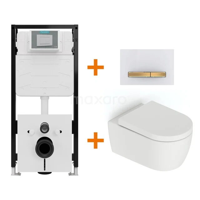 Toilet set Matte white without rim + Maxaro Flush Slim Pro concealed cistern with sound insulation TOI3257 Toilet set Matte white without rim + Maxaro Flush Slim Pro concealed cistern with sound insulation TOI3257