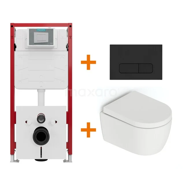 Toilet set Matte white without rim + Maxaro Flush concealed cisterns TOI1147
