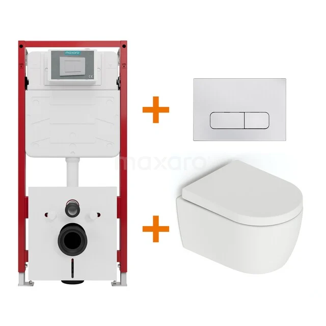 Toilet set Matte white without rim + Maxaro Flush concealed cisterns TOI1246