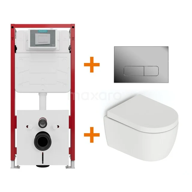 WC-Set Matt Weiß ohne Rand + Unterputzspülkasten Maxaro Flush TOI1345 WC-Set Matt Weiß ohne Rand + Unterputzspülkasten Maxaro Flush TOI1345