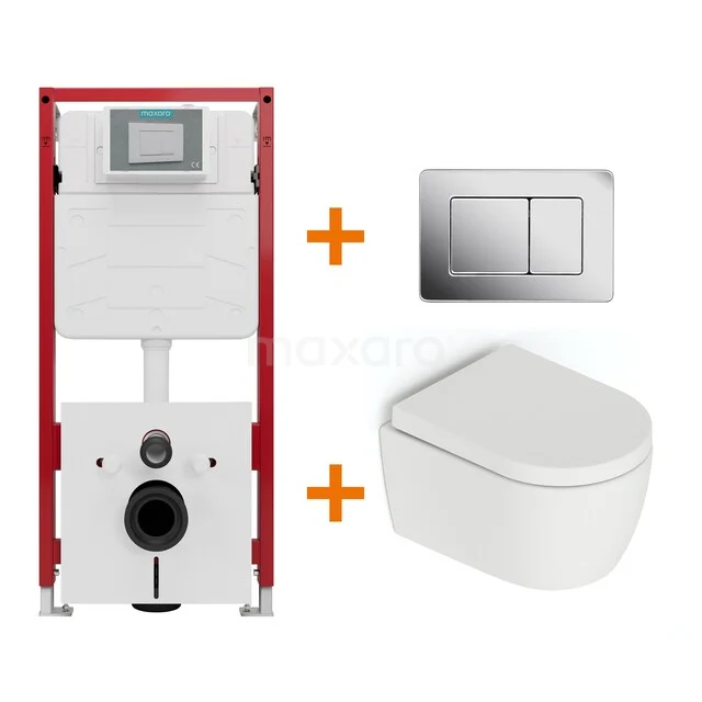 Toilet set Matte white without rim + Maxaro Flush concealed cisterns TOI1477 Toilet set Matte white without rim + Maxaro Flush concealed cisterns TOI1477