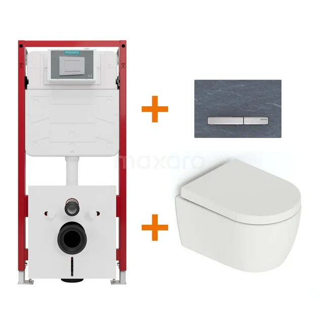 Toiletset Mat wit zonder Spoelrand + Maxaro Flush inbouwreservoir TOI1609