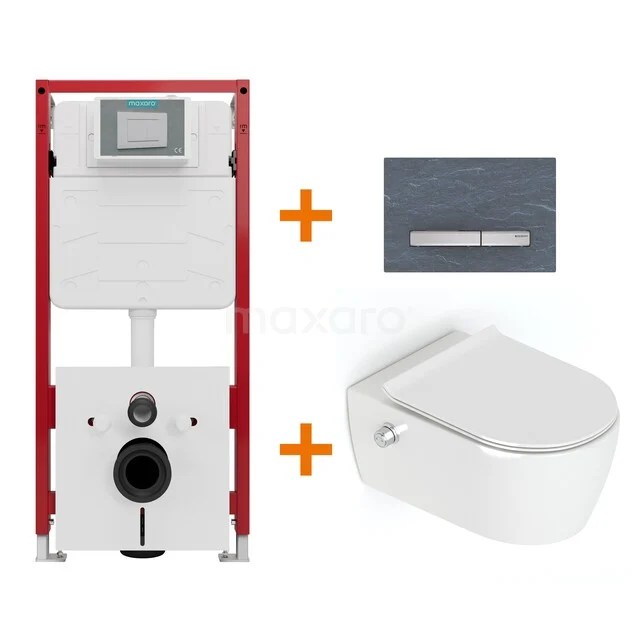 Toiletset Hoogglans wit Bidet  zonder Spoelrand + Maxaro Flush inbouwreservoir TOI1621