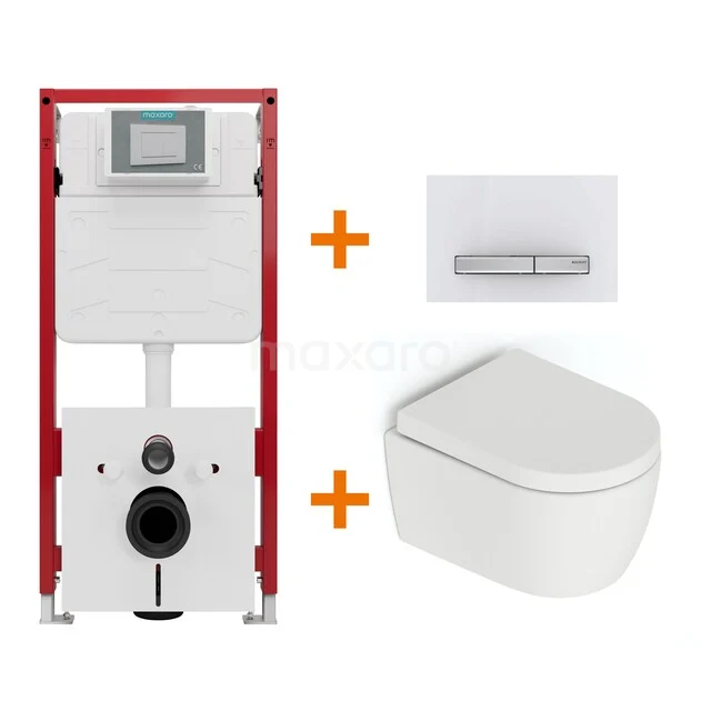 WC-Set Matt Weiß ohne Rand + Unterputzspülkasten Maxaro Flush TOI1708