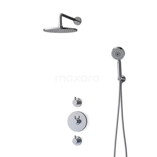 Radius Regenduschen Einbau | Chrom 25 cm Regenduschen Thermostatisch BIC55-00360 Moderne Edelstahl Regendusche Set mit Thermostatarmatur und Handbrause, ideal für ein luxuriöses Badezimmererlebnis.