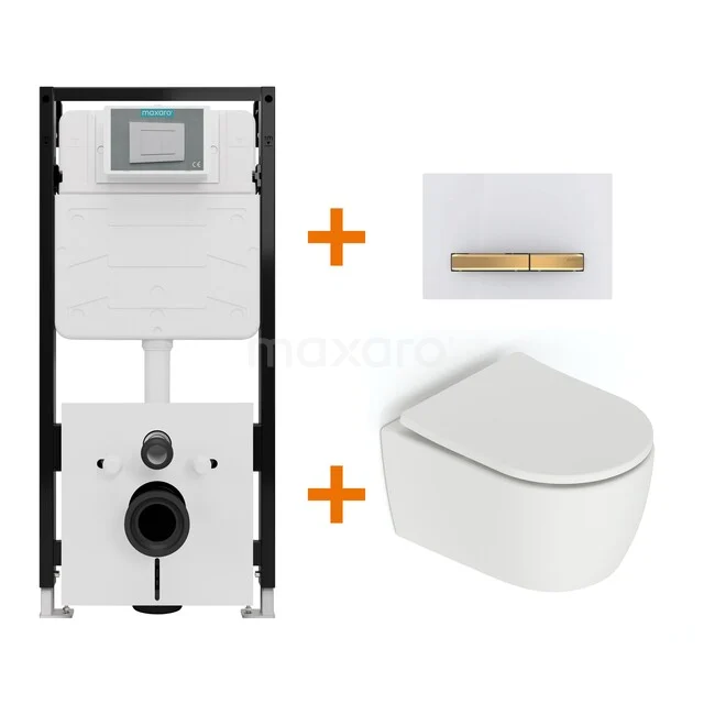 Toilet set Matte white without rim + Maxaro Flush Slim Pro concealed cistern with sound insulation TOI3260 Toilet set Matte white without rim + Maxaro Flush Slim Pro concealed cistern with sound insulation TOI3260