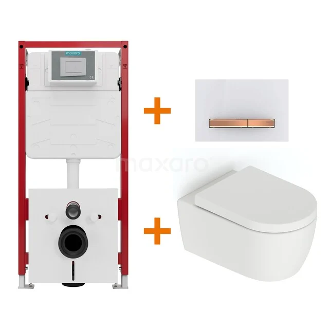 Toilet set Matte white without rim + Maxaro Flush concealed cisterns TOI1574