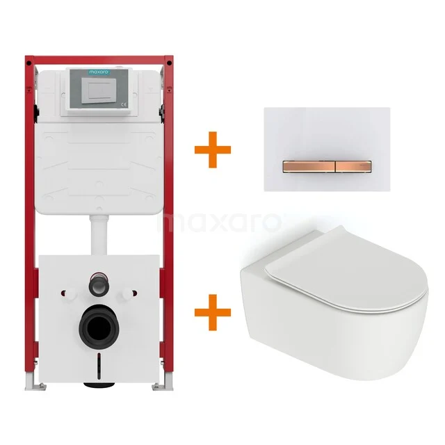 Toilet set Matte white without rim + Maxaro Flush concealed cisterns TOI1575