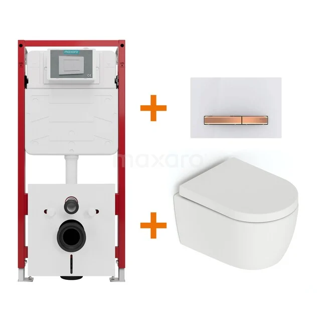 WC-Set Matt Weiß ohne Rand + Unterputzspülkasten Maxaro Flush TOI1576