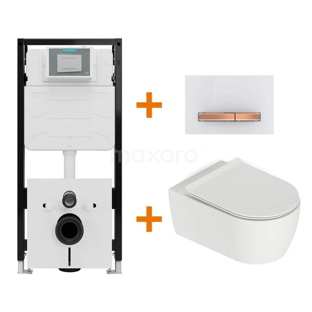 Toiletset Mat wit met Spoelrand + Maxaro Flush Pro inbouwreservoir met geluidsisolatie TOI2330 Toiletset Mat wit met Spoelrand + Maxaro Flush Pro inbouwreservoir met geluidsisolatie TOI2330