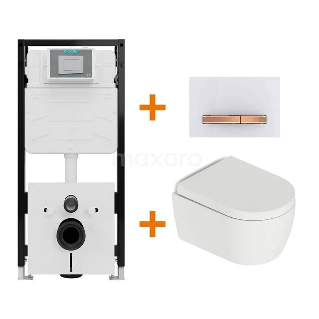 Toilet set Matte white with rim + Maxaro Flush Pro concealed cistern with sound insulation TOI2331