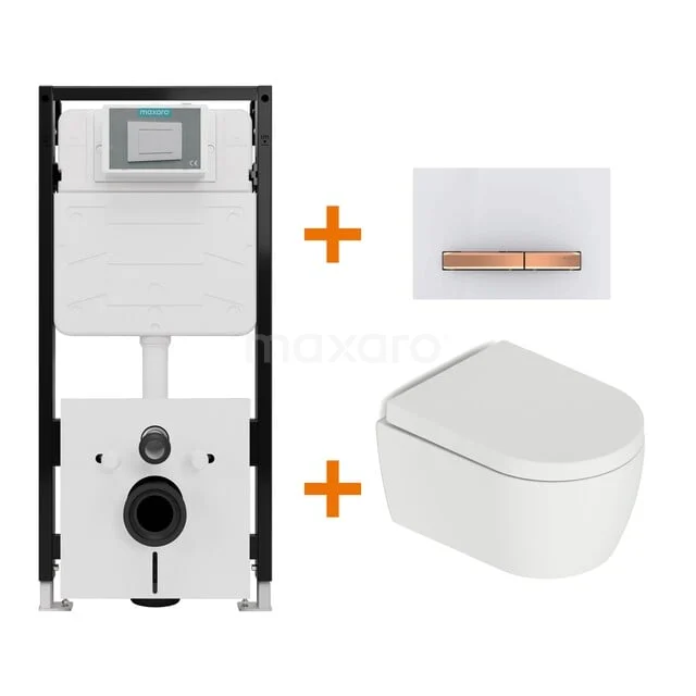 Toiletset Mat wit met Spoelrand + Maxaro Flush Pro inbouwreservoir met geluidsisolatie TOI2331 Toiletset Mat wit met Spoelrand + Maxaro Flush Pro inbouwreservoir met geluidsisolatie TOI2331