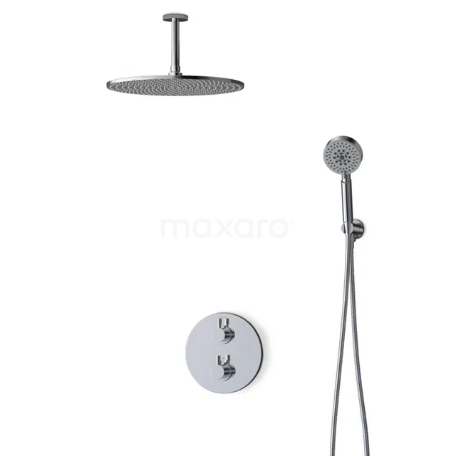 Grau matt Duschset mit Regendusche, Handbrause und Thermostatarmatur, ideal für einen modernen Badezimmerstil.