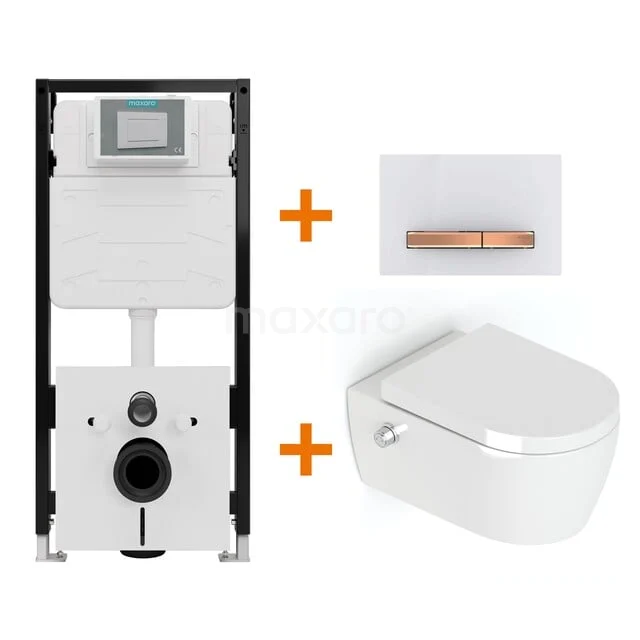 Toilet set High-gloss white Bidet without rim + Maxaro Flush Pro concealed cistern with sound insulation TOI2346 Toilet set High-gloss white Bidet without rim + Maxaro Flush Pro concealed cistern with sound insulation TOI2346