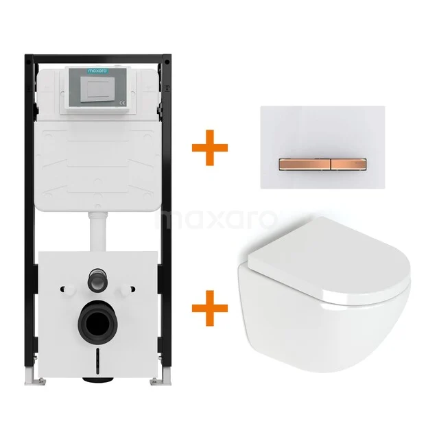 Toilet set High-gloss white without rim + Maxaro Flush Pro concealed cistern with sound insulation TOI2348 Toilet set High-gloss white without rim + Maxaro Flush Pro concealed cistern with sound insulation TOI2348