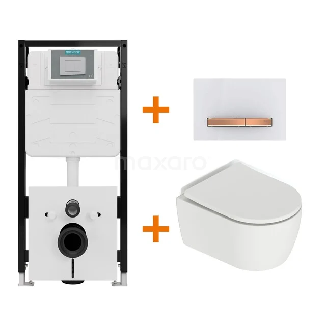 Toiletset Mat wit met Spoelrand + Maxaro Flush Slim Pro inbouwreservoir met geluidsisolatie TOI3091 Toiletset Mat wit met Spoelrand + Maxaro Flush Slim Pro inbouwreservoir met geluidsisolatie TOI3091
