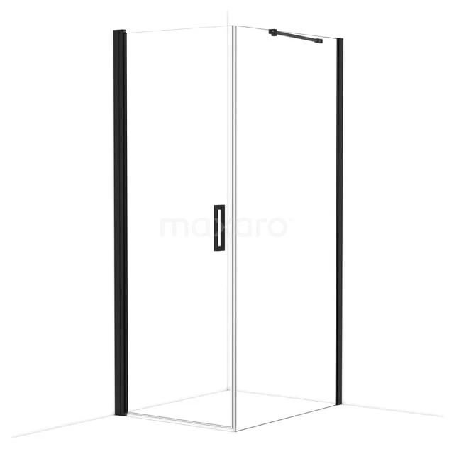Diamond Shower cabin | 100x80 cm Matte black Clear glass Pivot door Rectangle CDA10810210MBN