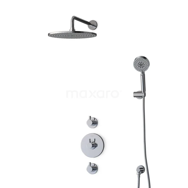 Moderne schwarze Regendusche-Set mit Handbrause, runde Formen, minimalistisches Design, perfekt für elegante Badezimmerstil.