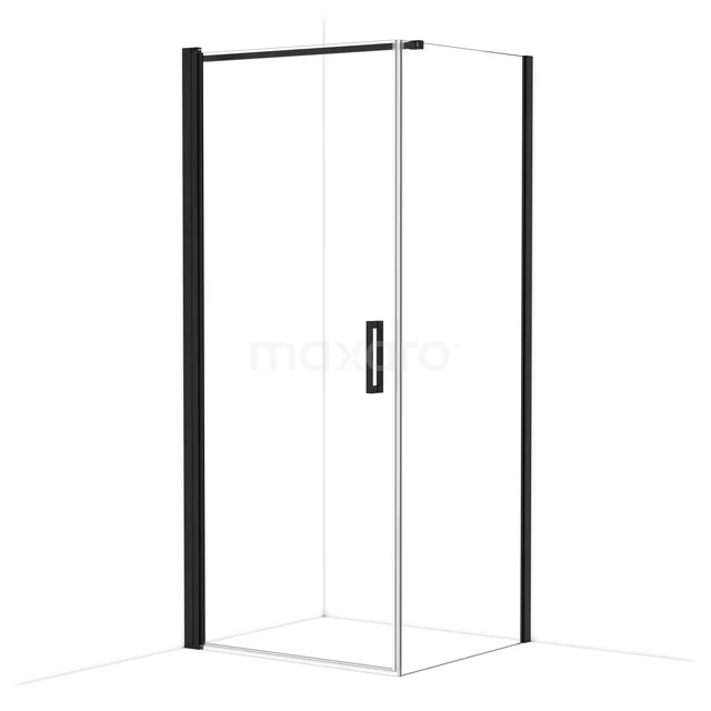 Diamond Duschkabine | 90x80 cm Matt Schwarz Drehtür Rechteck CDA10908110MBN