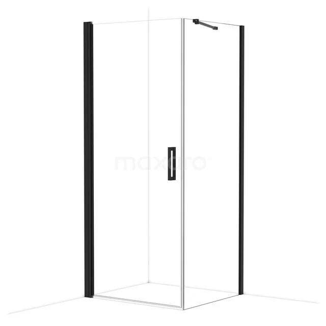Diamond Shower cabin | 90x80 cm Matte black Clear glass Pivot door Rectangle CDA10908210MBN