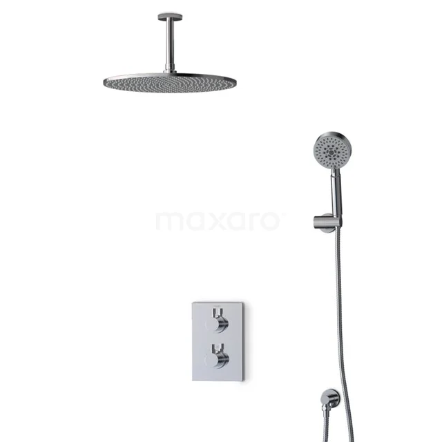 Radius Regenduschen Einbau | Chrom 35 cm Regenduschen Thermostatisch BIC55-00452 Luxe Einbauregnendusche Set mit Handbrause, Chromfarbe, modernes Design, ideal für stilvolle Bäder.