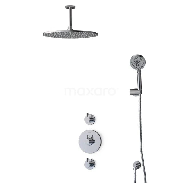 Radius Rain shower Built-in | Chrome 35 cm Rain shower Thermostatic BIC55-00455 Stainless steel concealed rain shower set with handheld shower, round shapes and chrome finish, ideal for a modern bathroom.