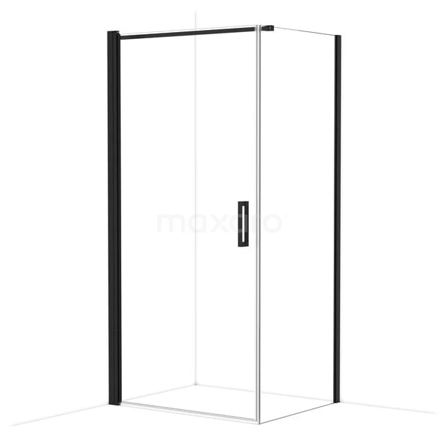 Diamond Shower cabin | 100x80 cm Matte black Clear glass Pivot door Rectangle CDA11008110MBN
