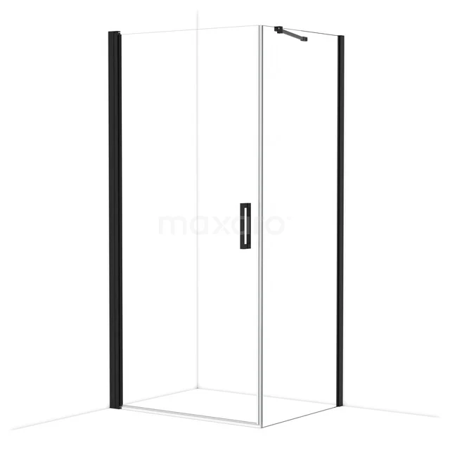 Diamond Shower cabin | 100x80 cm Matte black Clear glass Pivot door Rectangle CDA11008210MBN