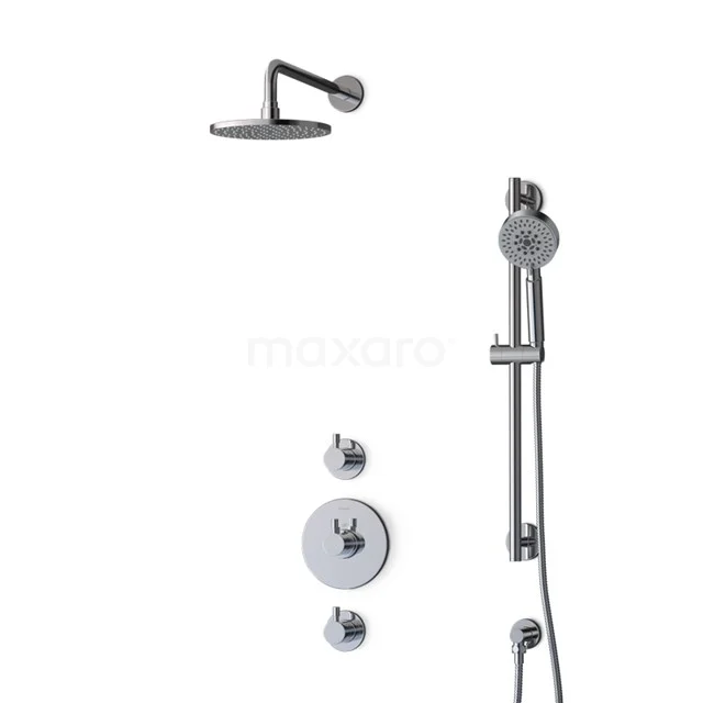 Radius Regenduschen Einbau | Chrom 20 cm Regenduschen Thermostatisch BIC55-00460 Edelstahl Regenduschen mit Handbrause, runde Formen und minimalistisches Design, ideal für ein modernes Badezimmer-Upgrade.