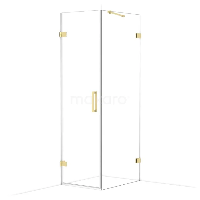 Diamond Douchecabine | 80x60 cm Lichtgoud Helder glas Draaideur Rechthoek CDA210608220LG